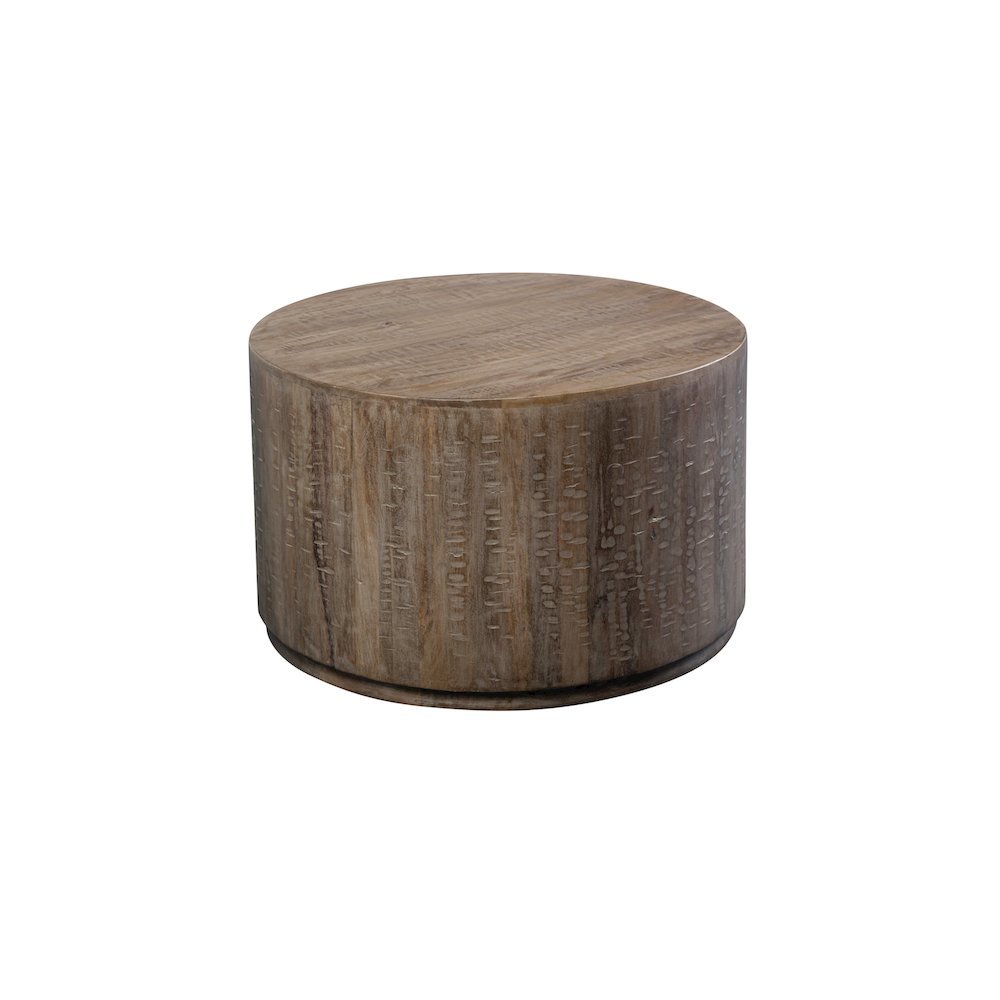 Porter Designs Drum Gray Wash Mango Wood Coffee Table, Gray