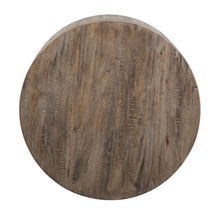 Mango Wood Round Coffee Table with Drum Base for Living Room