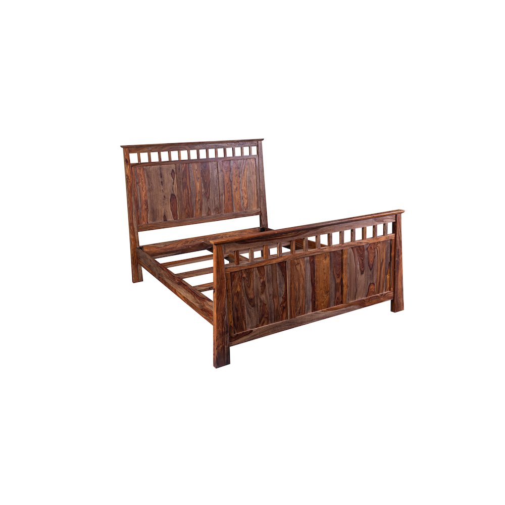 Porter Designs Kalispell Solid Sheesham Wood Queen Bed, Brown