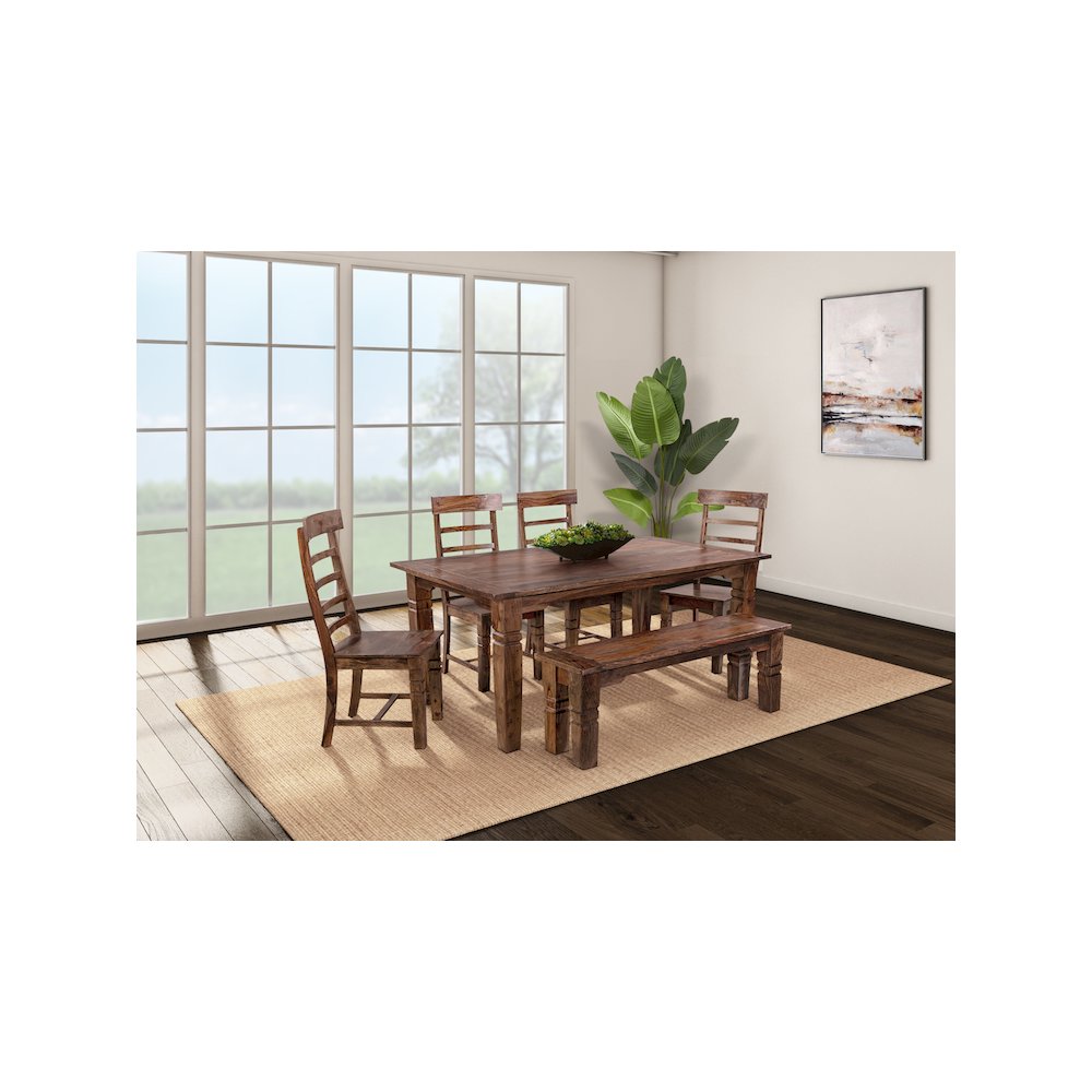 Taos Solid Sheesham Wood Ladderback Dining Chair, Brown (Set of 2)