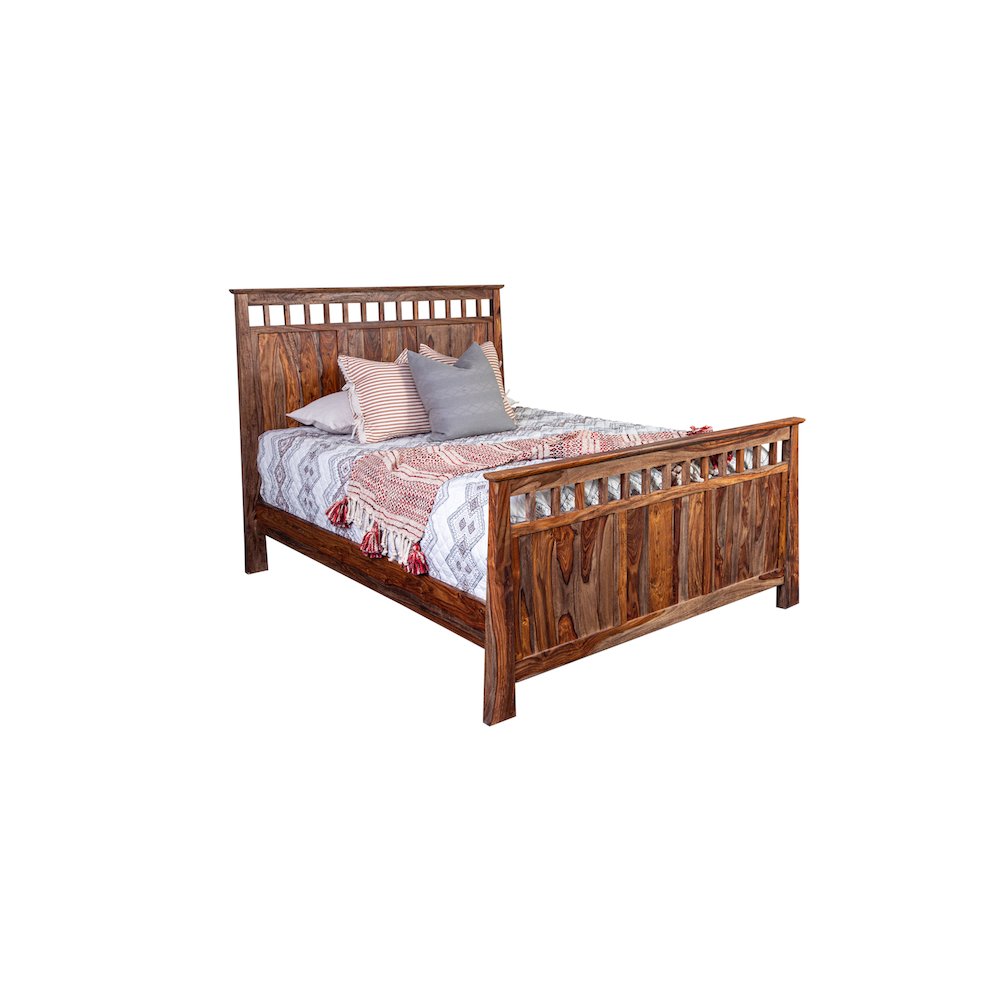 Porter Designs Kalispell Solid Sheesham Wood Queen Bed, Brown