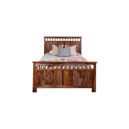 Porter Designs Kalispell Solid Sheesham Wood Queen Bed, Brown
