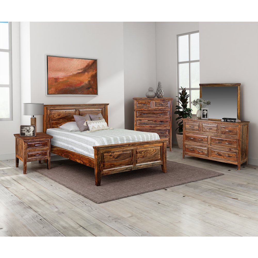 Porter Designs Sonora Solid Sheesham Wood Nightstand, Brown
