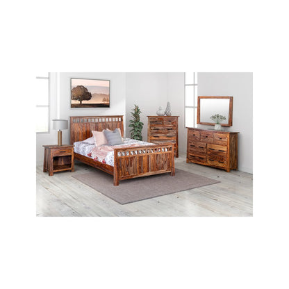 Porter Designs Kalispell Solid Sheesham Wood Queen Bed, Brown