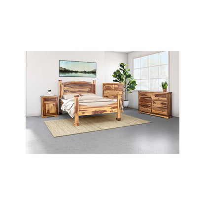 Porter Designs Taos Solid Sheesham Wood Queen Bed, Natural