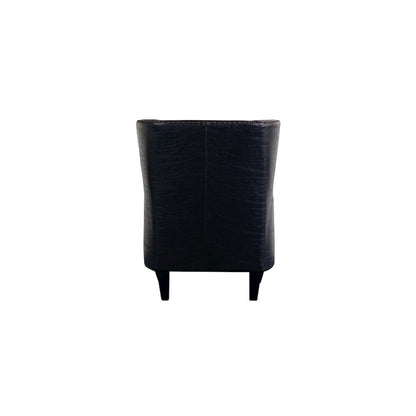 Porter Designs Grant Crackle Leather Wingback Accent Chair, Black