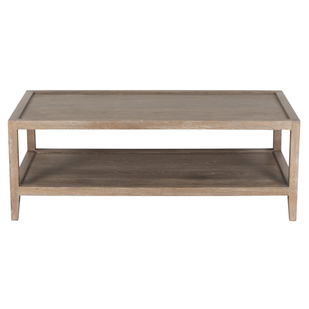 Lowell Solid White Oak Wood Coffee Table, Brown