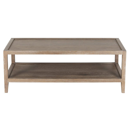 Lowell Solid White Oak Wood Coffee Table, Brown