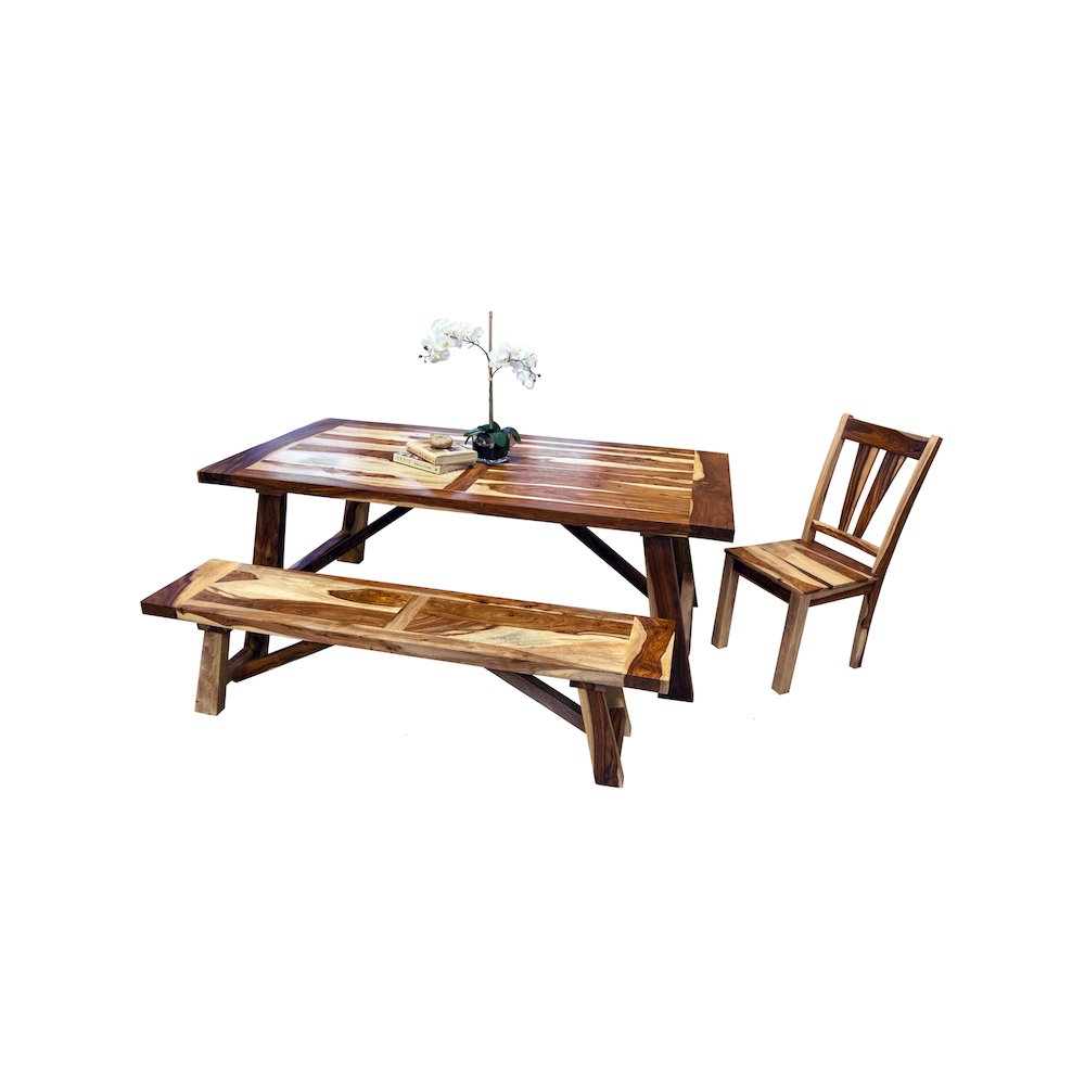 Porter Designs Kalispell Solid Sheesham Wood Dining Chair, Natural (Set of 2)