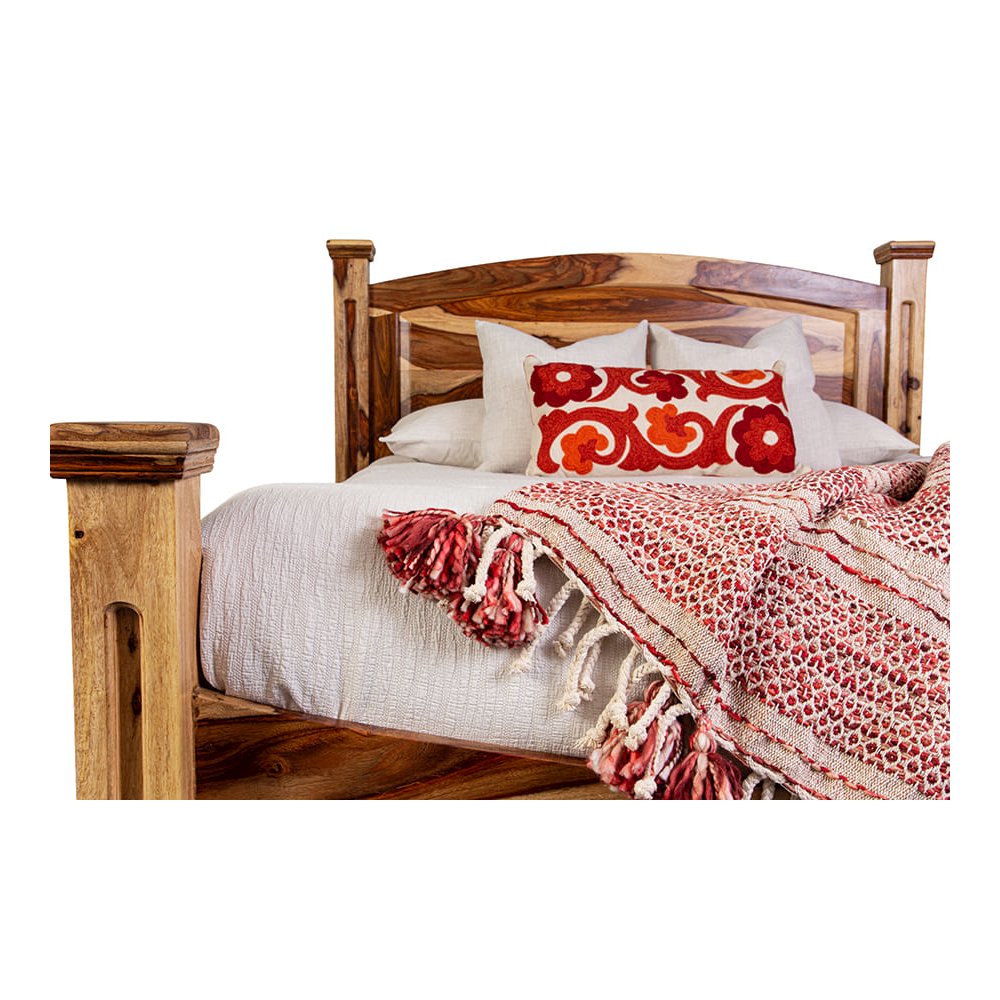 Porter Designs Taos Solid Sheesham Wood Queen Bed, Natural