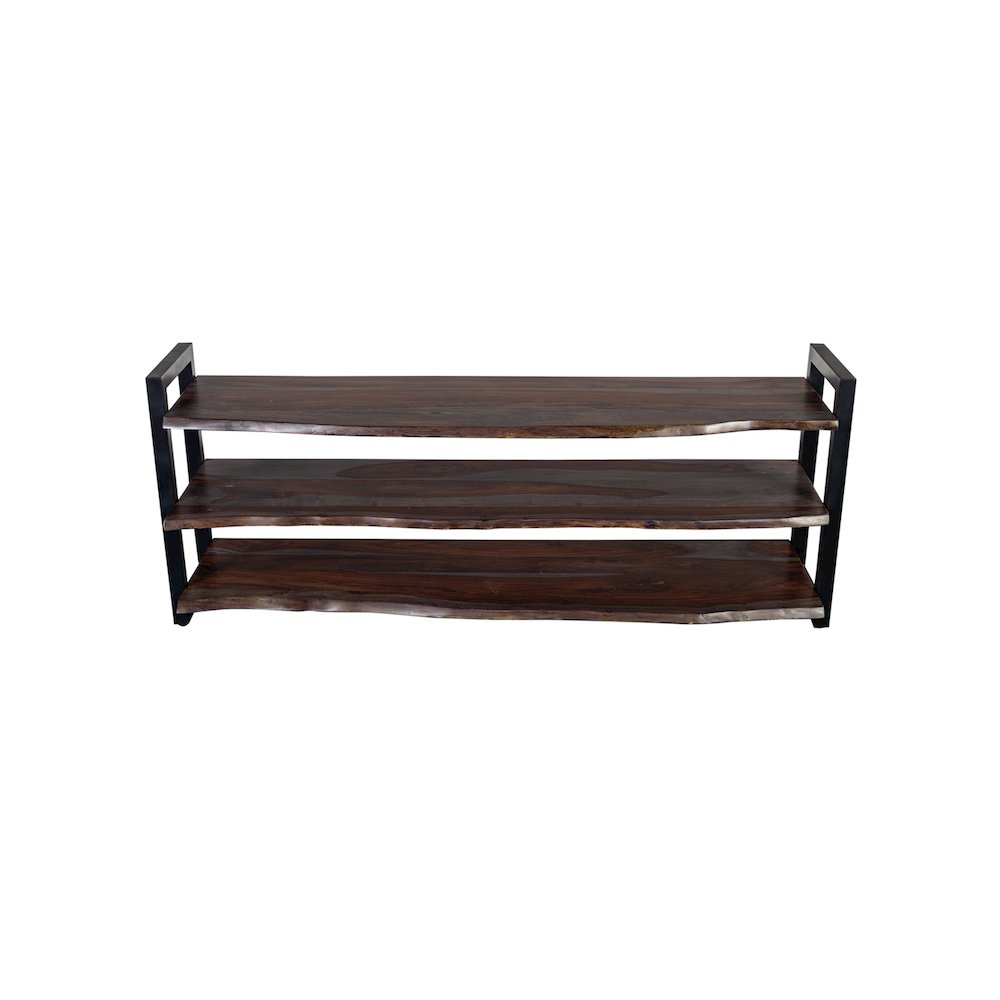 Porter Designs Manzanita Live Edge Solid Sheesham Wood TV Stand, Gray