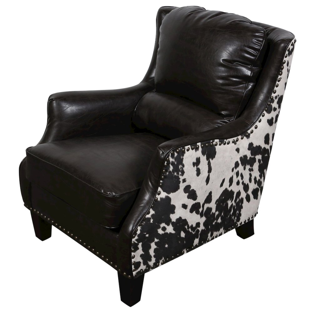 Porter Designs Wrangler Leather-look & Cow Pattern Accent Chair, Brown