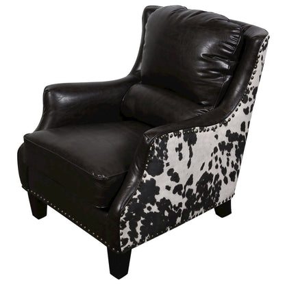 Porter Designs Wrangler Leather-look & Cow Pattern Accent Chair, Brown