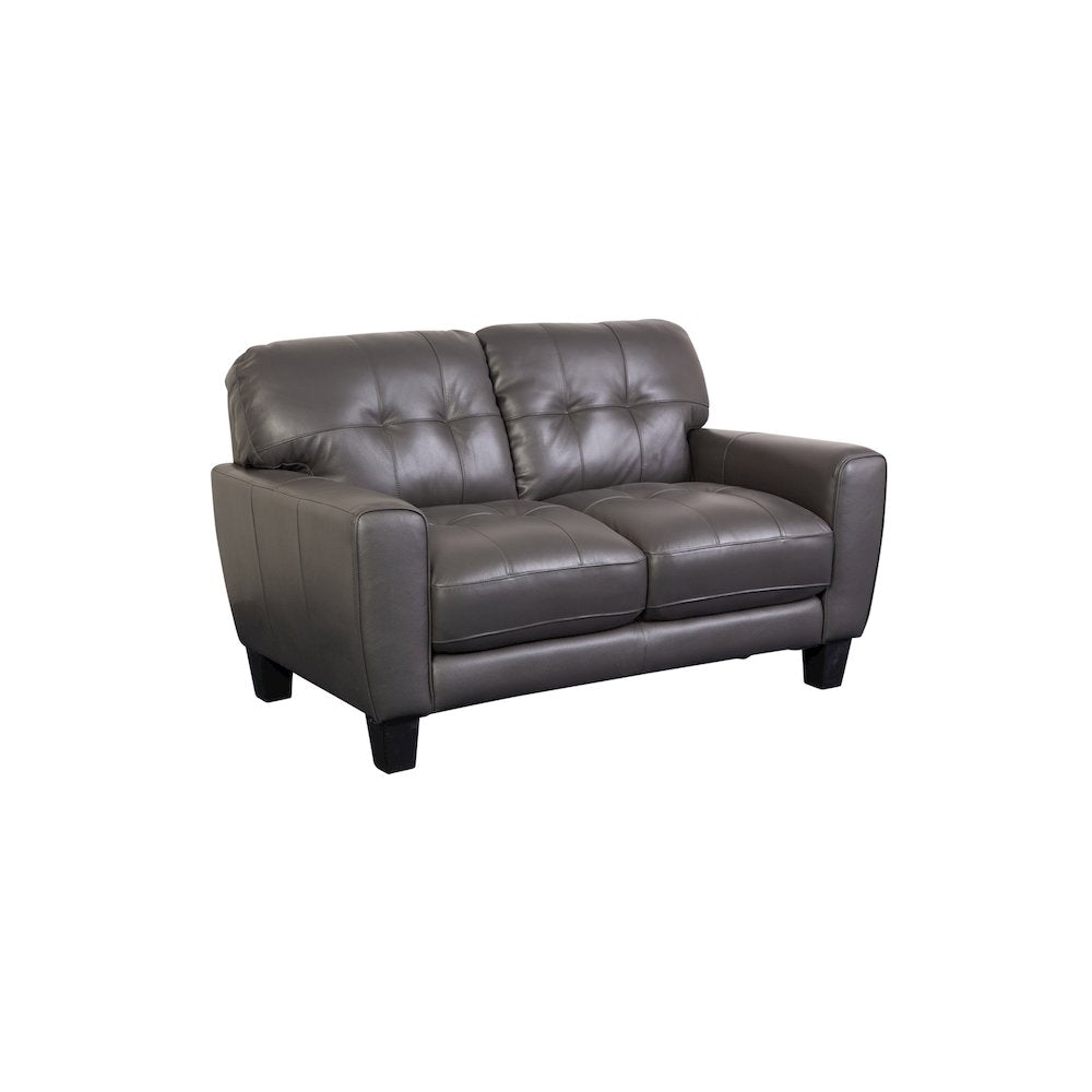 Porter Designs Penner Top Grain Leather Loveseat, Gray