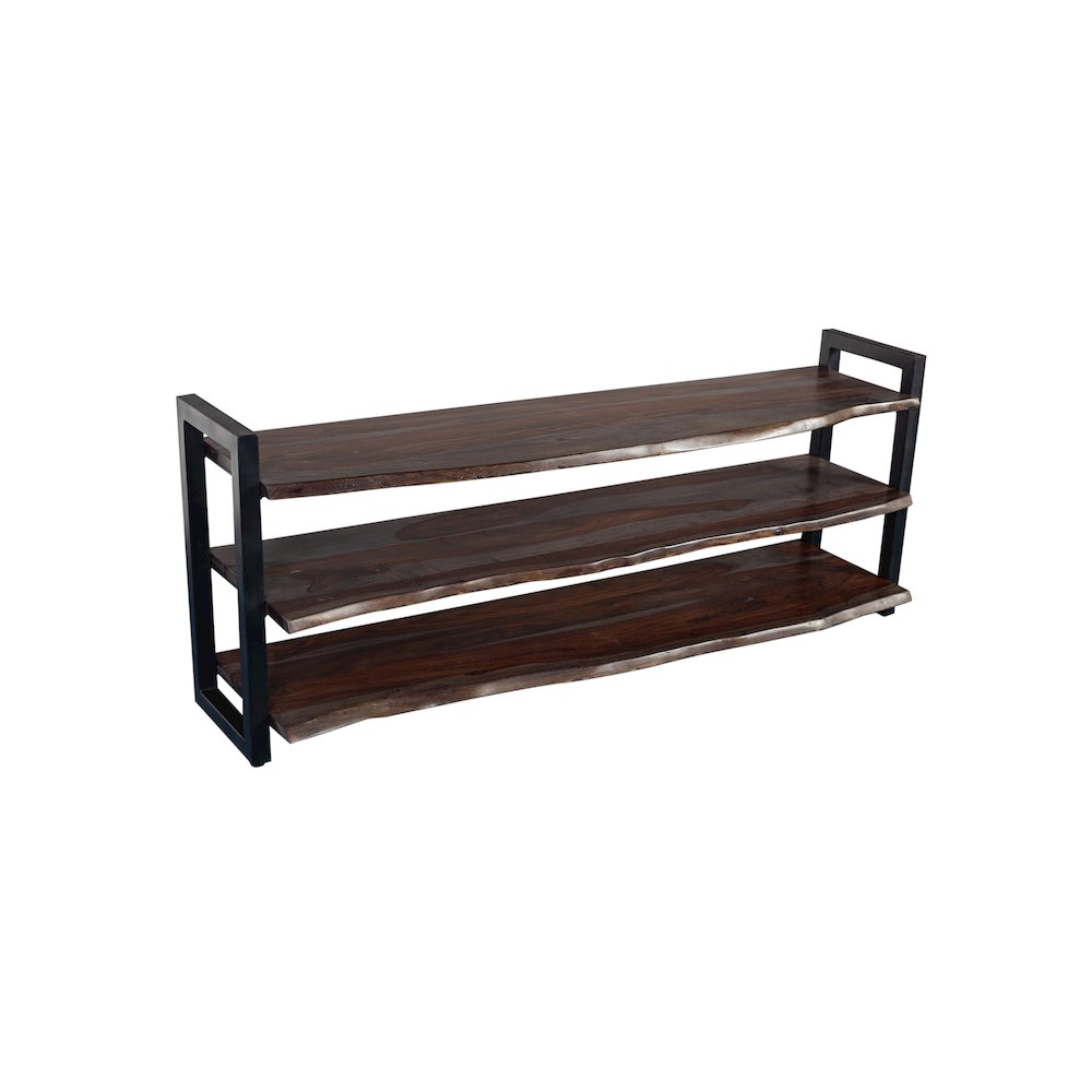 Porter Designs Manzanita Live Edge Solid Sheesham Wood TV Stand, Gray