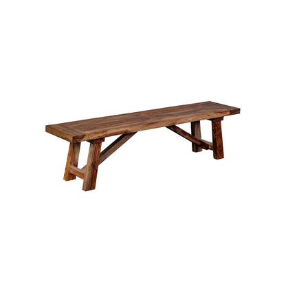 Porter Designs Kalispell Solid Sheesham Wood Dining Bench, Brown