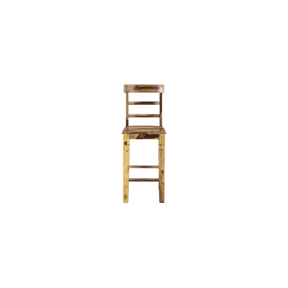 Taos Solid Sheesham Wood Ladderback 30" Bar Height Bar Stool, Natural (Set of 2)