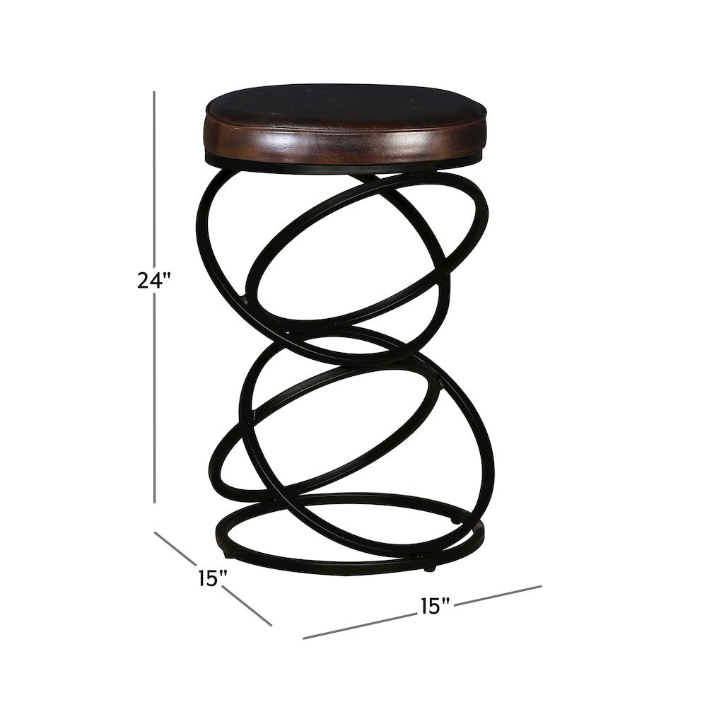 Porter Designs Polaris Leather 24" Bar Stool, Brown