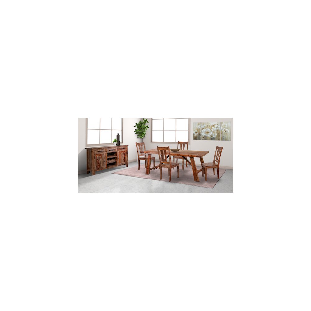 Porter Designs Kalispell Solid Sheesham Wood Dining Table, Brown