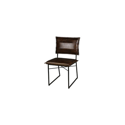 Porter Designs Malin Top Quality Leather Dining Chair, Dark Brown (Set of 2)