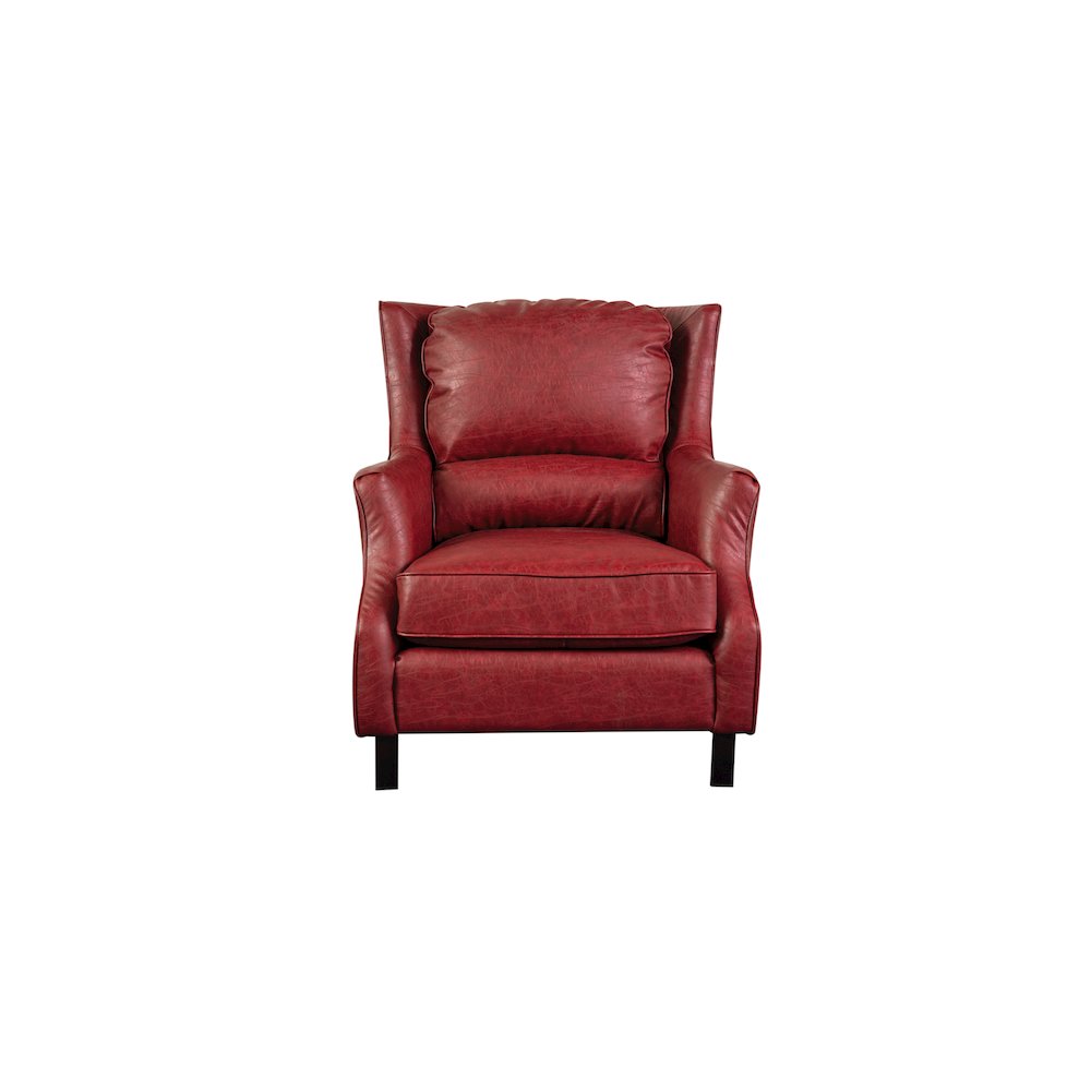 Porter Designs Garnett Crackle Leather Club Style Accent Chair, Red