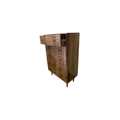 Porter Designs Waves Solid Sheesham Wood Chest, Brown