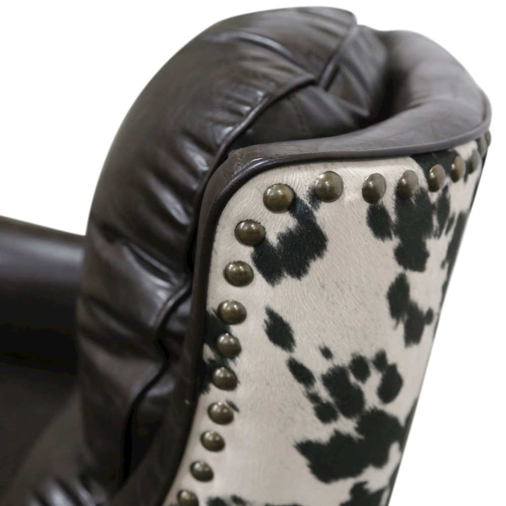 Porter Designs Wrangler Leather-look & Cow Pattern Accent Chair, Brown