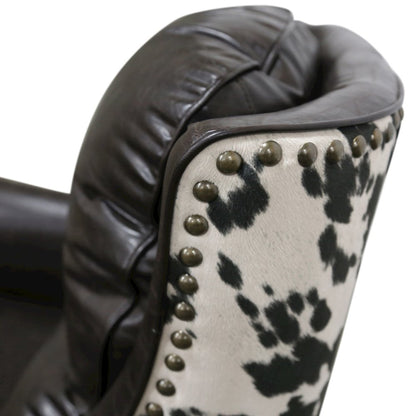 Porter Designs Wrangler Leather-look & Cow Pattern Accent Chair, Brown