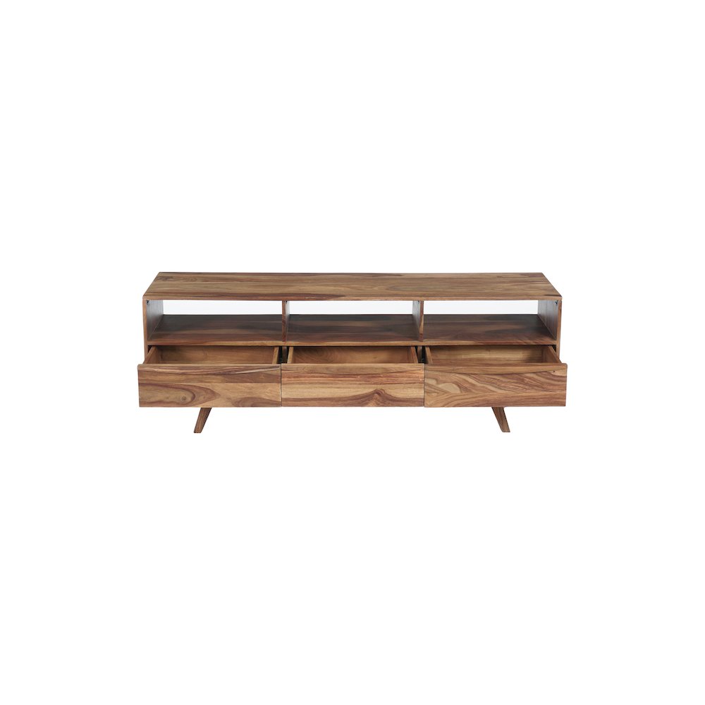 Porter Designs Fusion Solid Sheesham Wood TV Stand, Light Brown