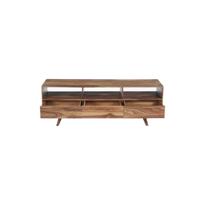 Porter Designs Fusion Solid Sheesham Wood TV Stand, Light Brown