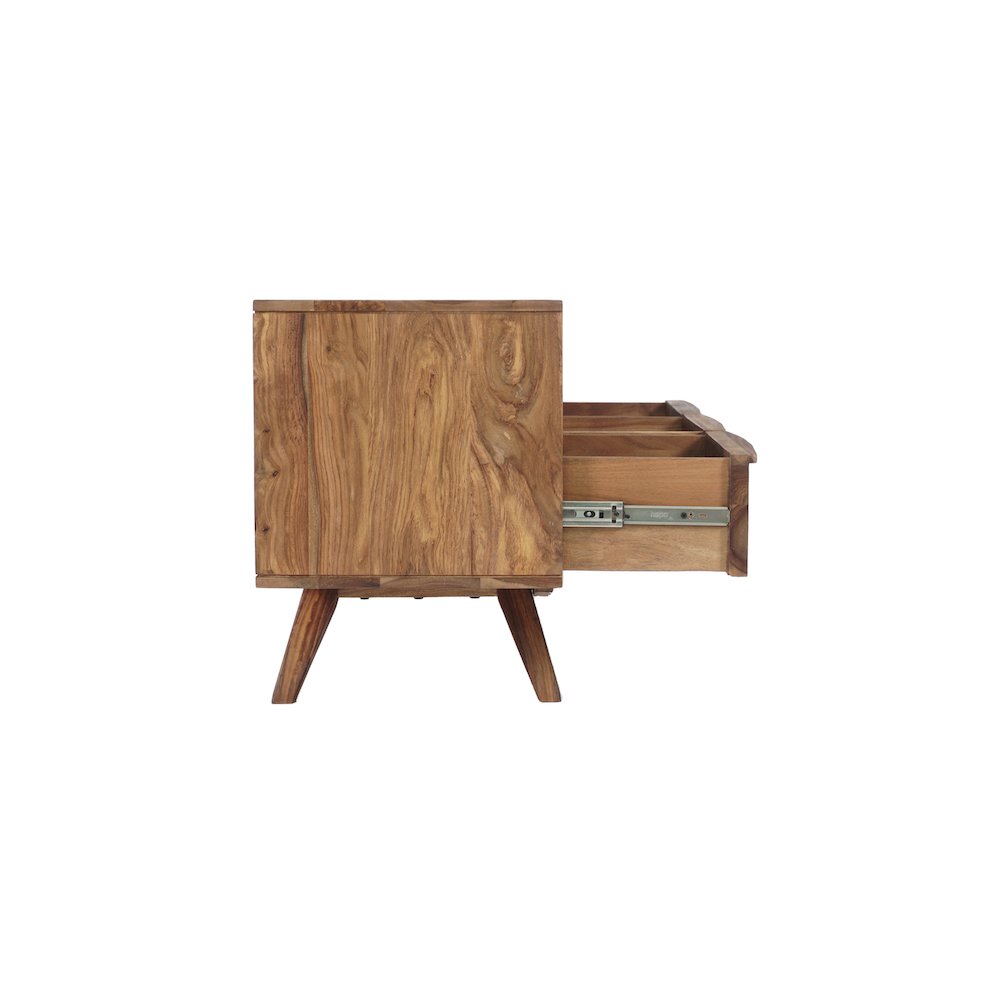 Porter Designs Fusion Solid Sheesham Wood TV Stand, Light Brown