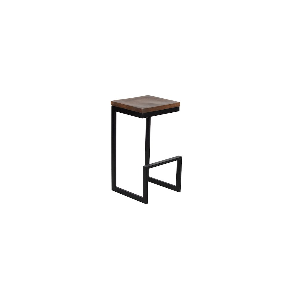Porter Designs Cube Solid Wood & Metal Bar Stool, Brown (Set of 2)