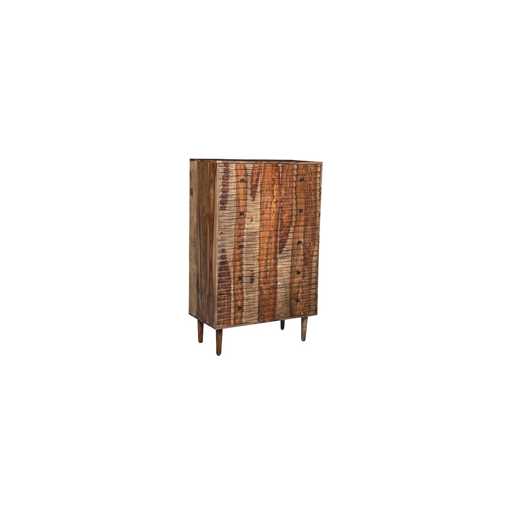 Porter Designs Waves Solid Sheesham Wood Chest, Brown