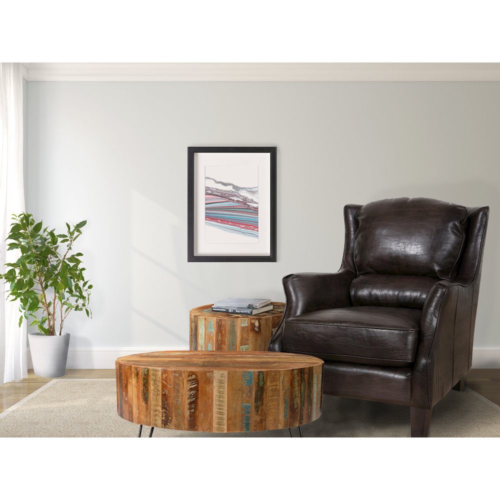 Porter Designs Garnett Crackle Leather Club Style Accent Chair, Brown