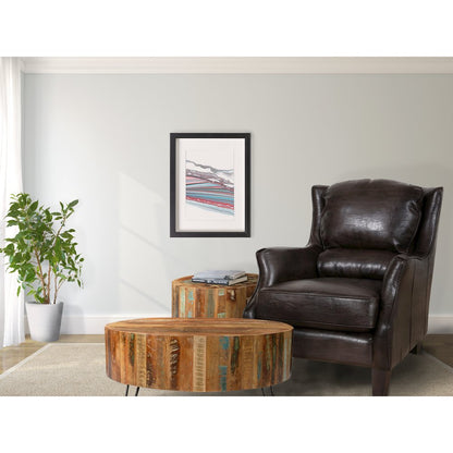 Porter Designs Garnett Crackle Leather Club Style Accent Chair, Brown