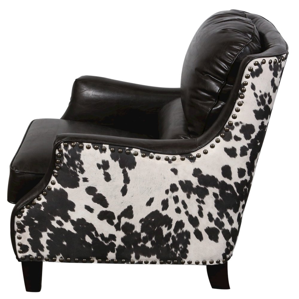 Porter Designs Wrangler Leather-look & Cow Pattern Accent Chair, Brown