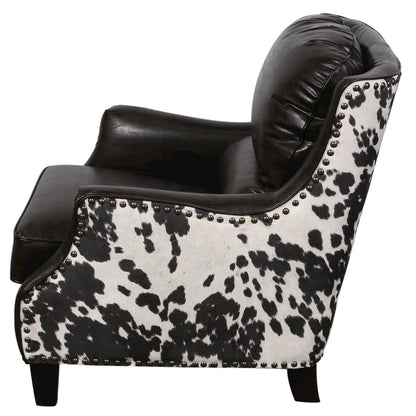 Porter Designs Wrangler Leather-look & Cow Pattern Accent Chair, Brown