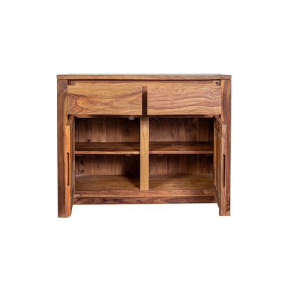 Porter Designs Urban Solid Sheesham Wood 2 Drawer Sideboard, Natural