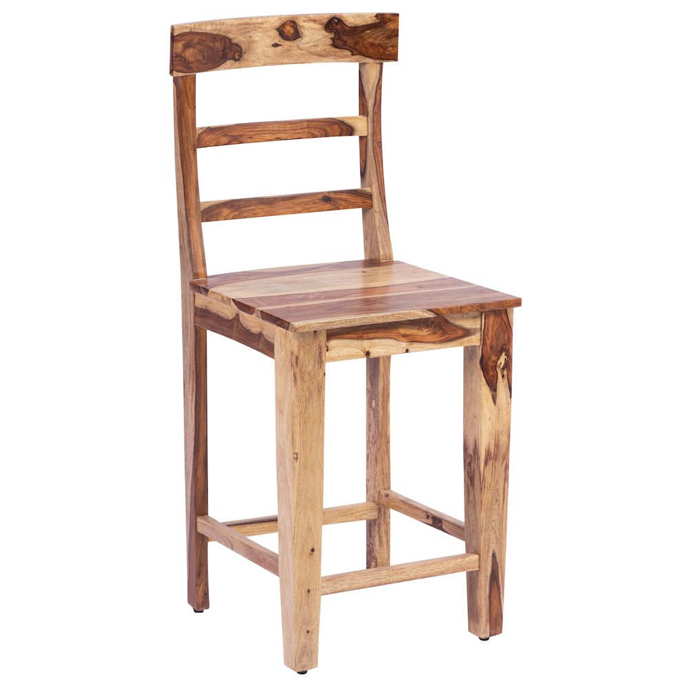 Porter Designs Taos Solid Sheesham Wood Counter Chair, Natural (Set of 2)