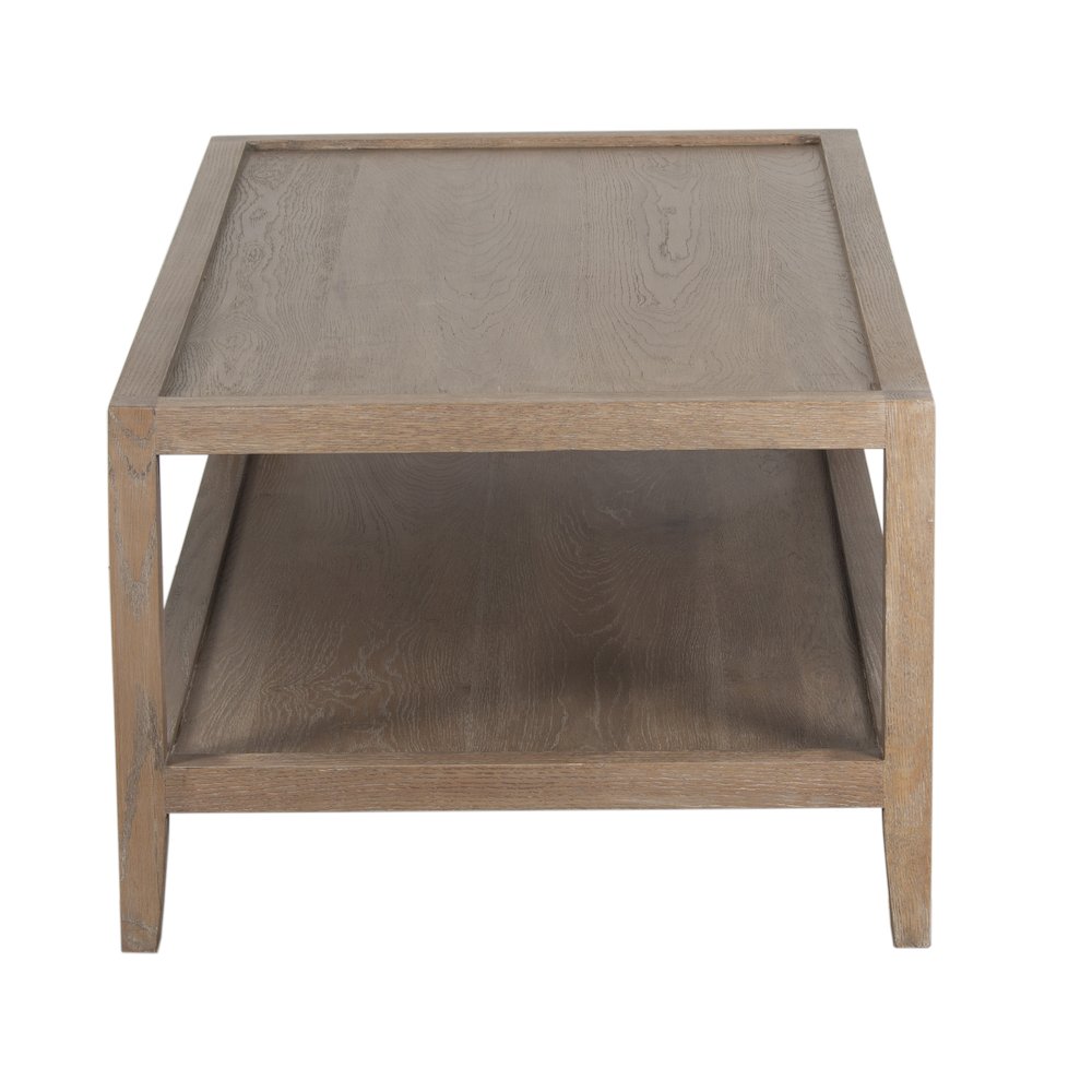 Lowell Solid White Oak Wood Coffee Table, Brown