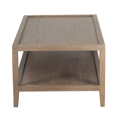 Lowell Solid White Oak Wood Coffee Table, Brown