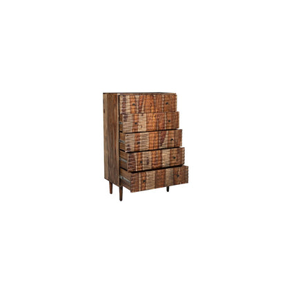Porter Designs Waves Solid Sheesham Wood Chest, Brown