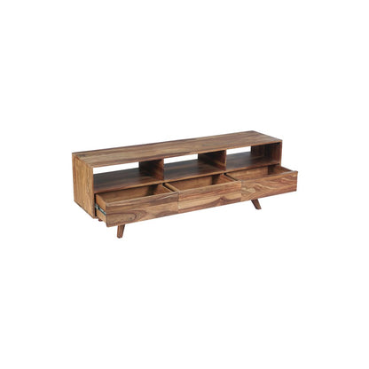 Porter Designs Fusion Solid Sheesham Wood TV Stand, Light Brown