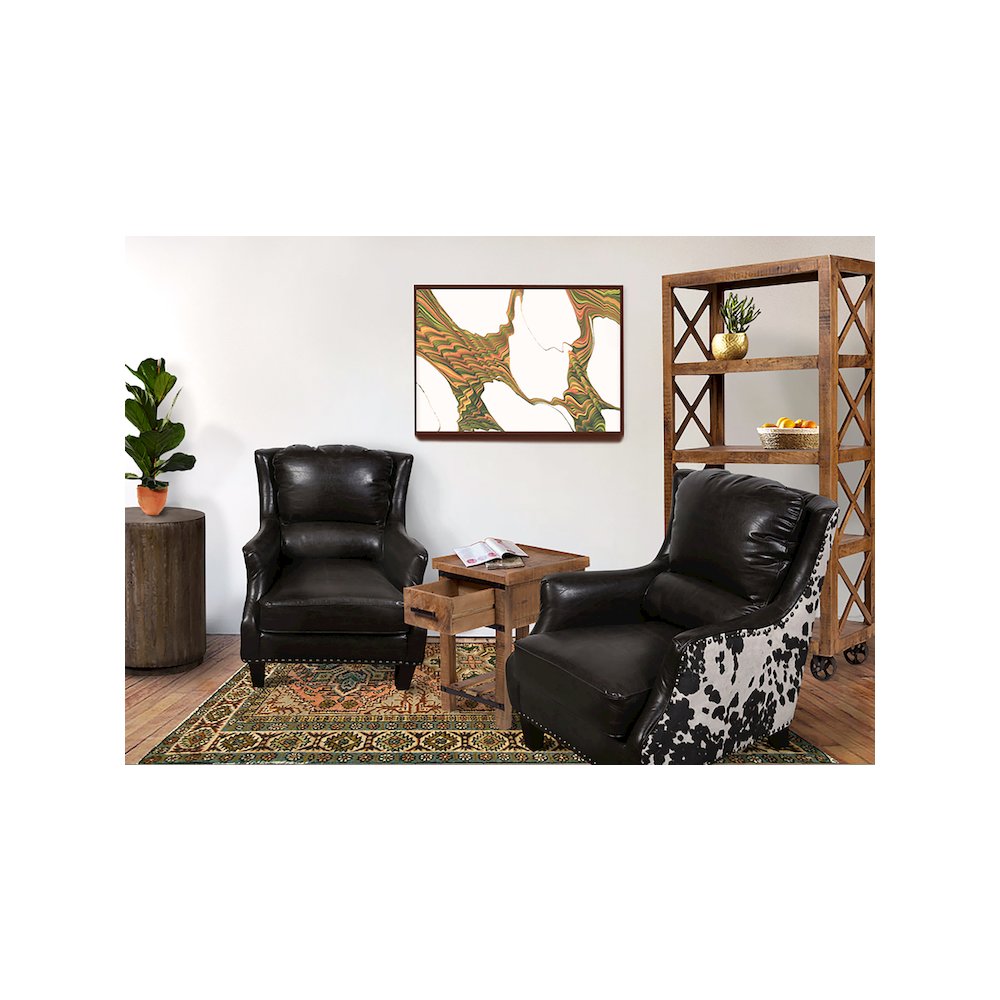 Porter Designs Wrangler Leather-look & Cow Pattern Accent Chair, Brown