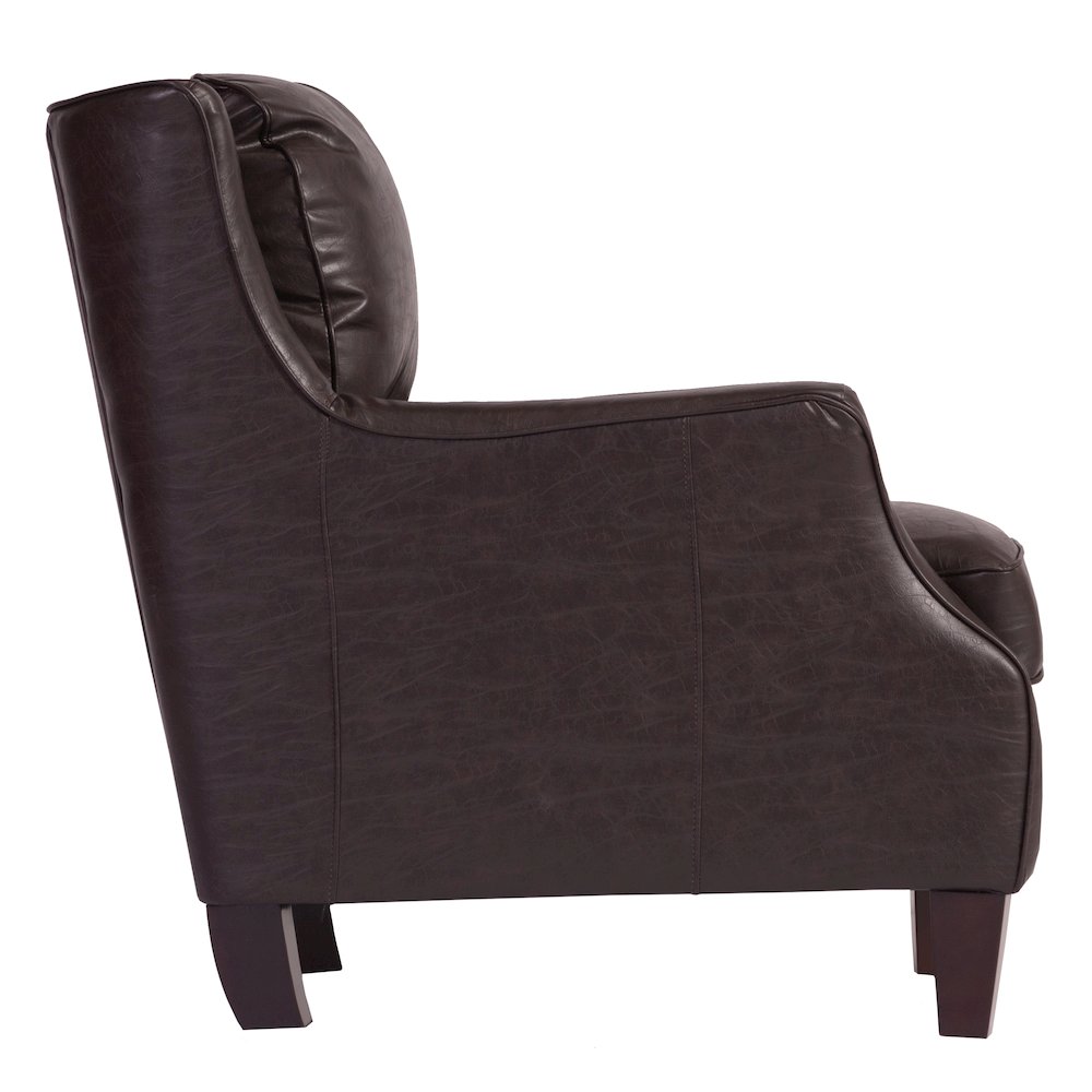 Porter Designs Garnett Crackle Leather Club Style Accent Chair, Brown