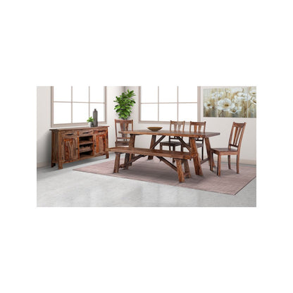 Porter Designs Kalispell Solid Sheesham Wood Dining Table, Brown