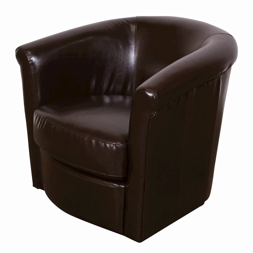 Porter Designs Marvel Contemporary Leather-Look Swivel Accent Chair, Brown