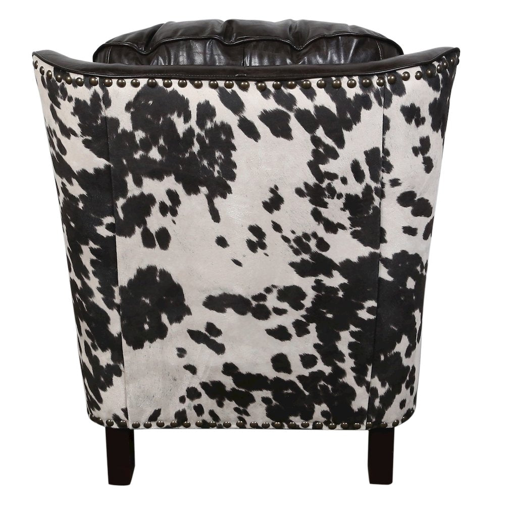 Porter Designs Wrangler Leather-look & Cow Pattern Accent Chair, Brown