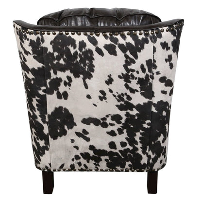 Porter Designs Wrangler Leather-look & Cow Pattern Accent Chair, Brown