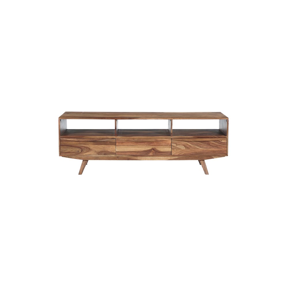 Porter Designs Fusion Solid Sheesham Wood TV Stand, Light Brown